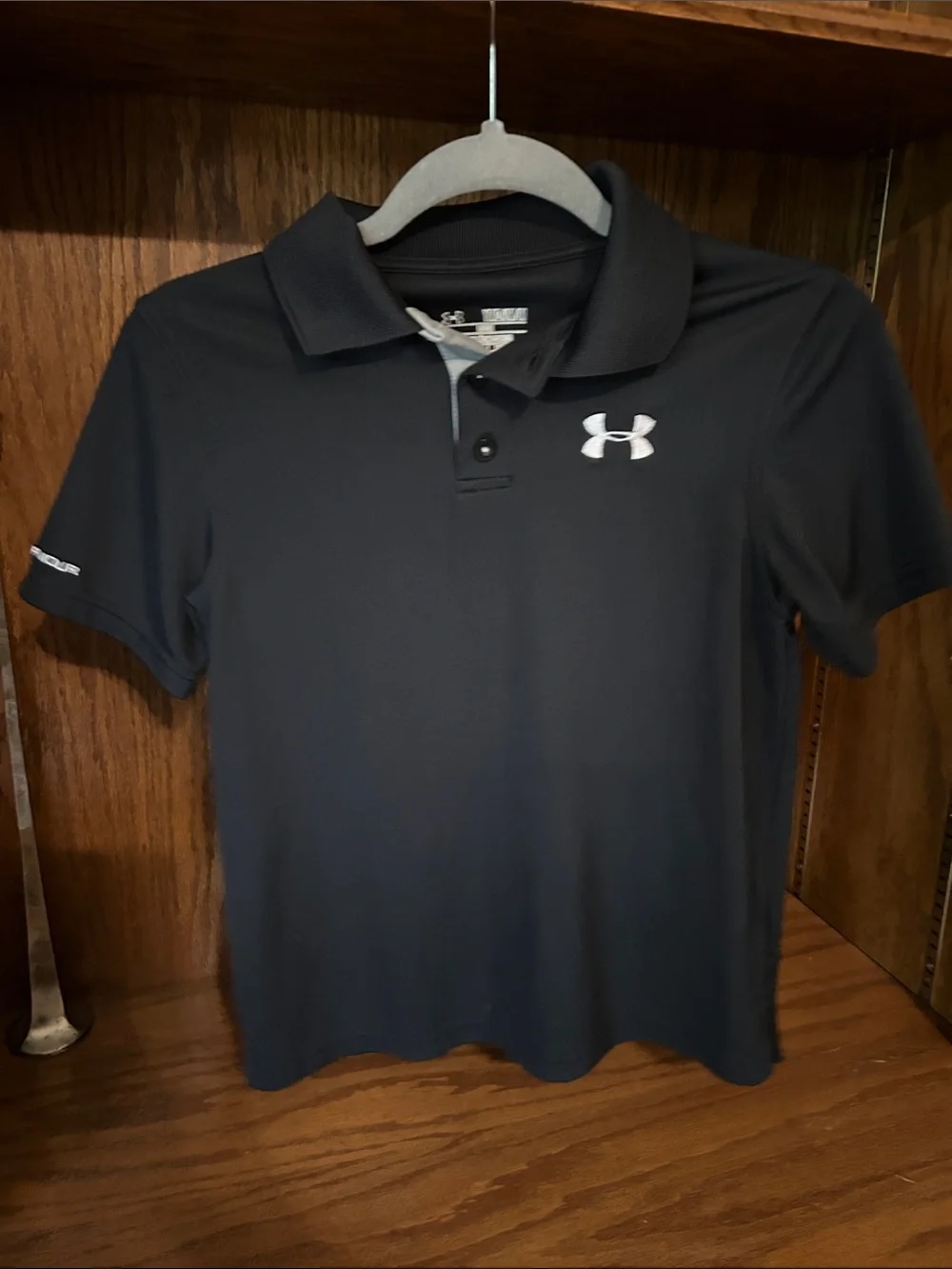 Under Armour Black Polo with White Logo - Kids